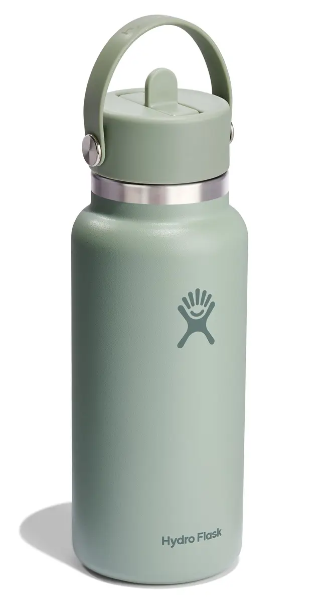 Hydro Flask Water Bottle - Insulated Stainless Steel - Wide Mouth Flex Straw Lid, Non Spill, Leakproof in 32 Oz Tonal Agave - view 2