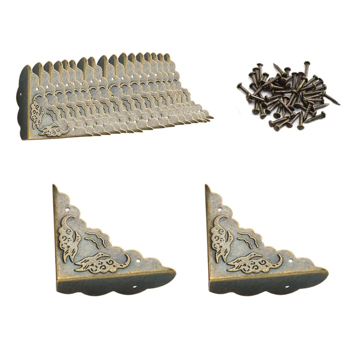 RFORPLY Metal Furniture Corner Protector 40 pcs | Antique Bronze, Vintage Style, Iron, 1.69x1.69x2.36 inch - main product image