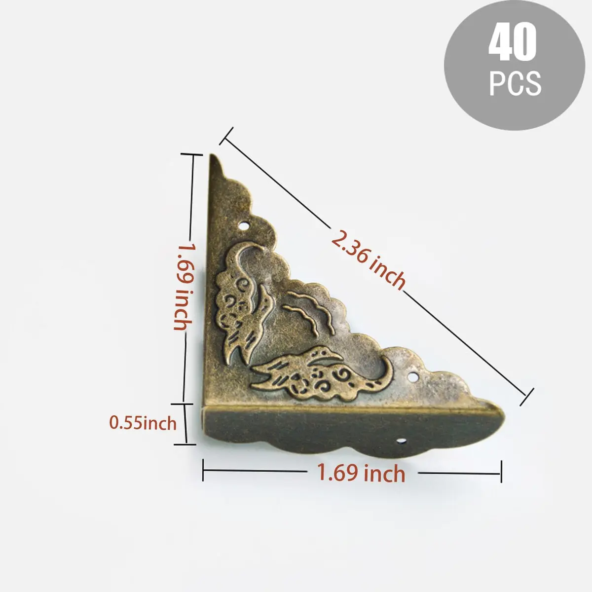 RFORPLY Metal Furniture Corner Protector 40 pcs | Antique Bronze, Vintage Style, Iron, 1.69x1.69x2.36 inch - view 2
