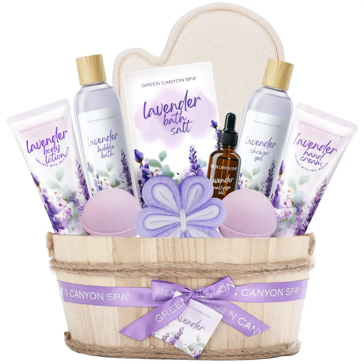 Green Canyon Spa Lavender Bath Gift Sets 11pc (1.72 kg) | Luxurious Spa Basket for Women - main product image