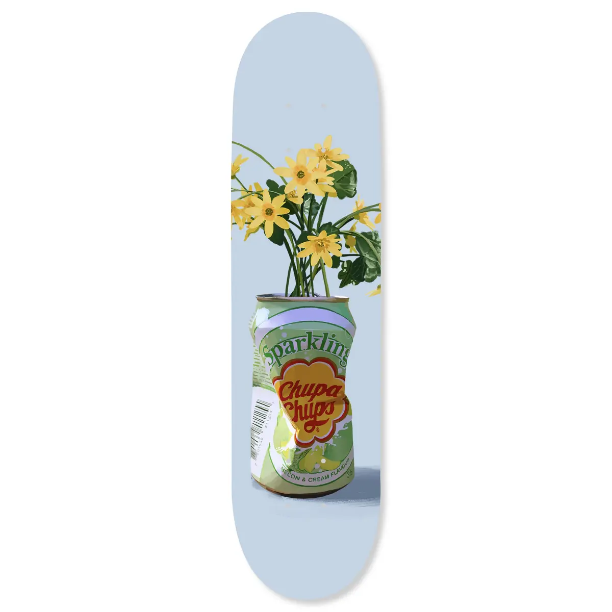 NotoriArt Trendy Pop Acrylic Wall Art Die-Cut 8" x 32" | Sparkling Floral Vase Skateboard - main product image