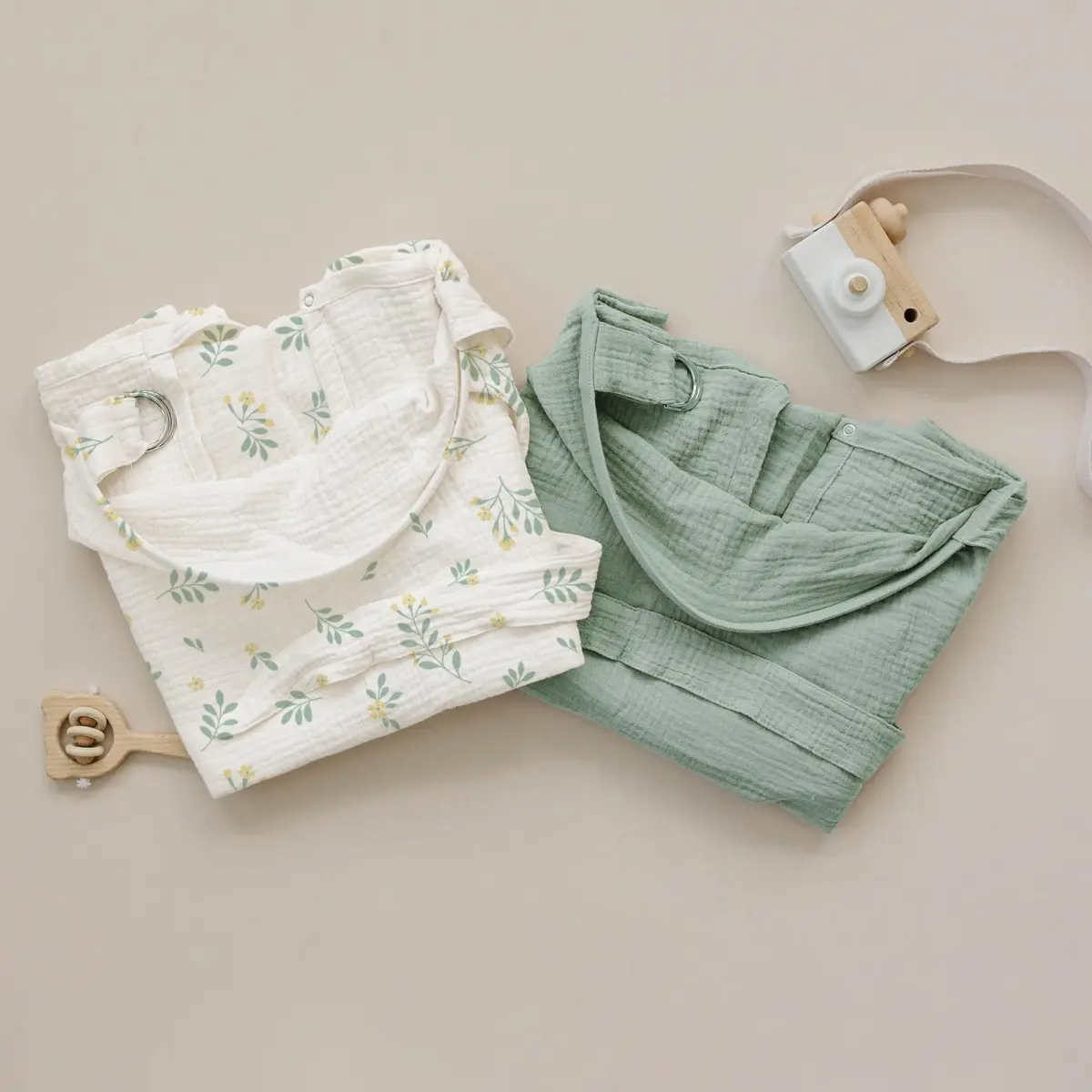 Konssy 2-Pack Muslin Nursing Cover Up with Rigid Hoop | 100% Cotton, Breathable, Adjustable Strap - view 6