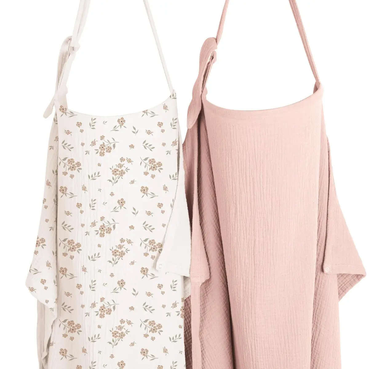Konssy 2-Pack Muslin Nursing Cover Up with Rigid Hoop | 100% Cotton, Breathable, Adjustable Strap - main product image