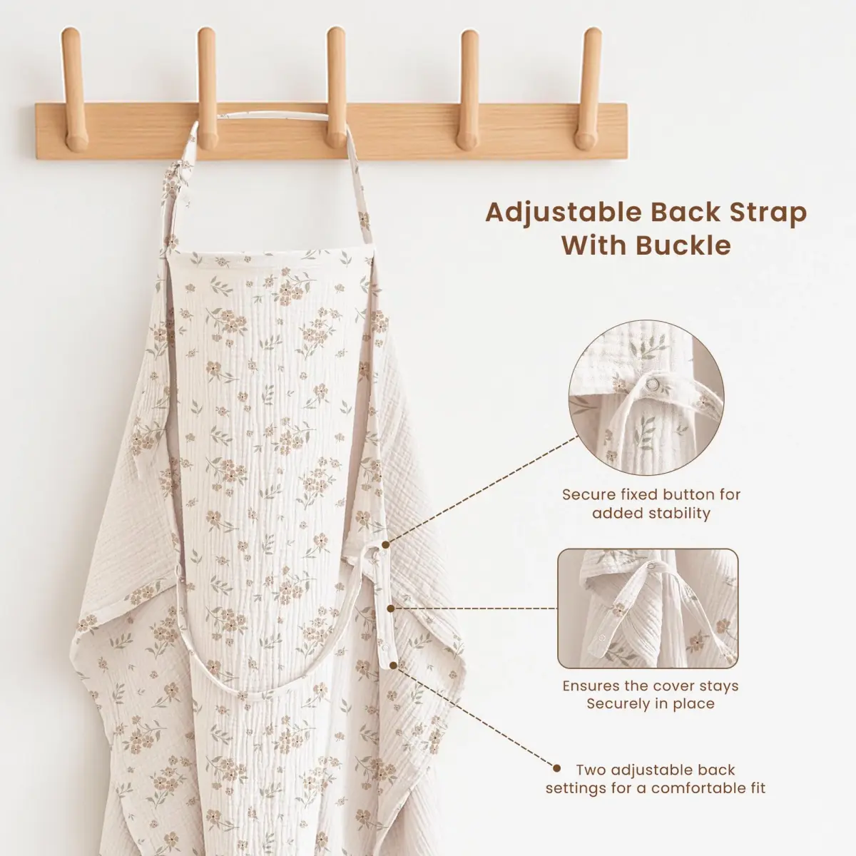 Konssy 2-Pack Muslin Nursing Cover Up with Rigid Hoop | 100% Cotton, Breathable, Adjustable Strap - view 4