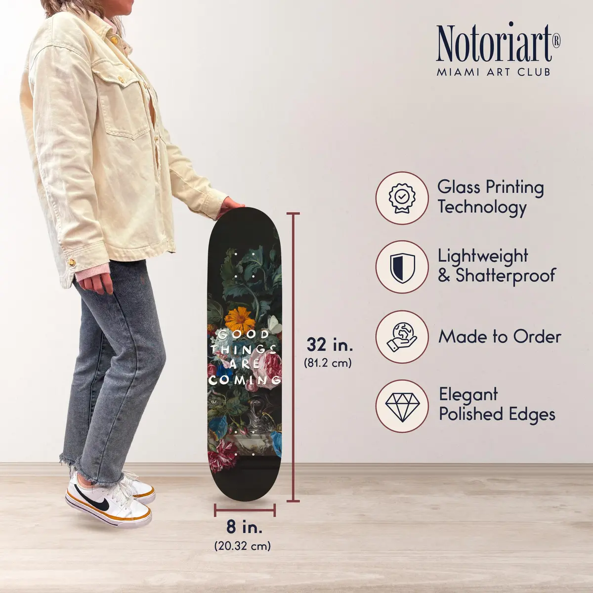 NotoriArt Modern Typography Acrylic Wall Art Die-Cut 8" x 32" | Skateboard Pop Art Decor - view 6