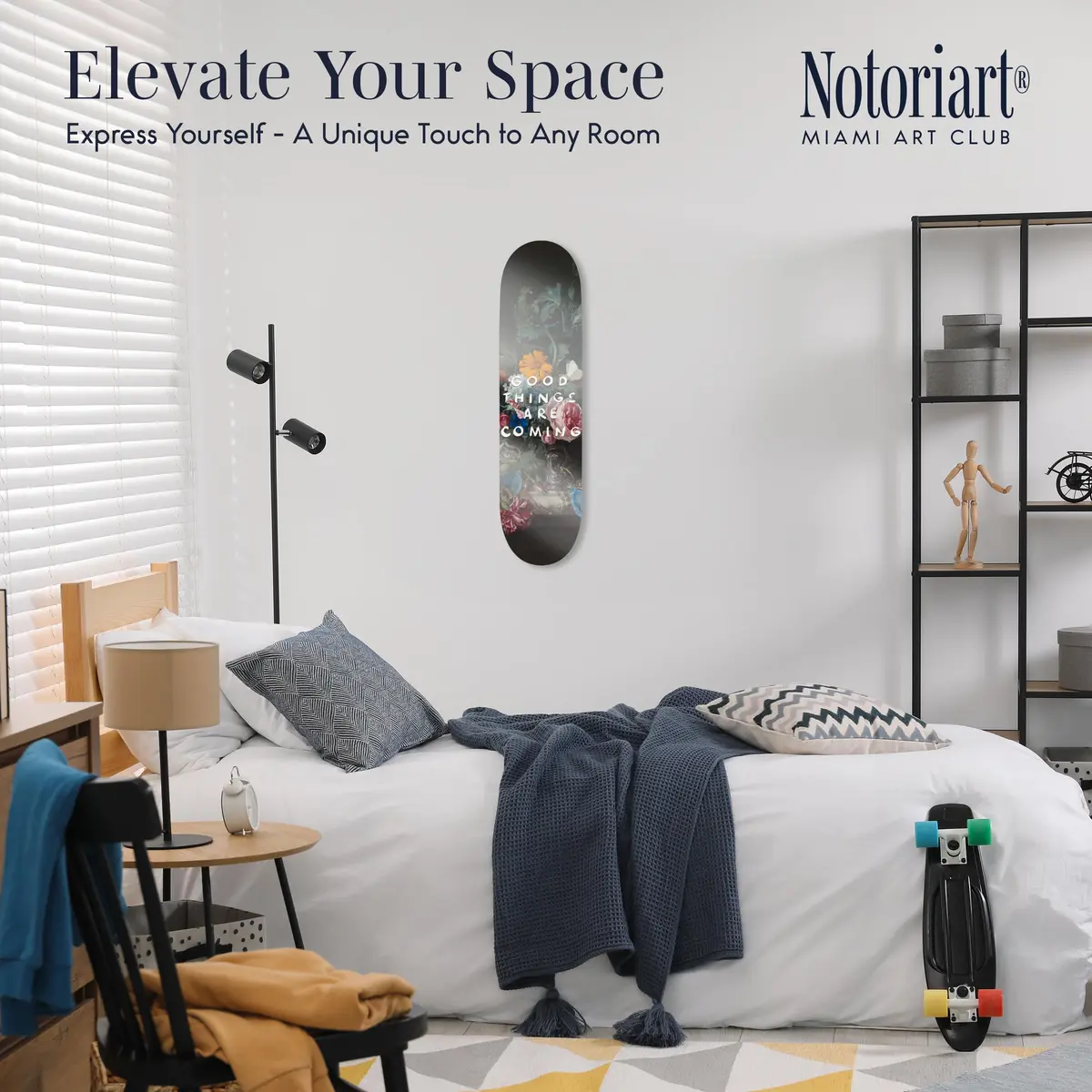 NotoriArt Modern Typography Acrylic Wall Art Die-Cut 8" x 32" | Skateboard Pop Art Decor - view 2
