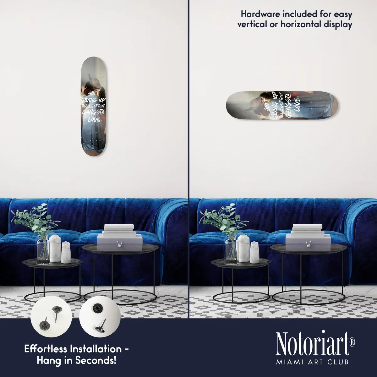 NotoriArt Modern Typography Acrylic Wall Art Die-Cut 8" x 32" | Skateboard Pop Art Decor - view 3