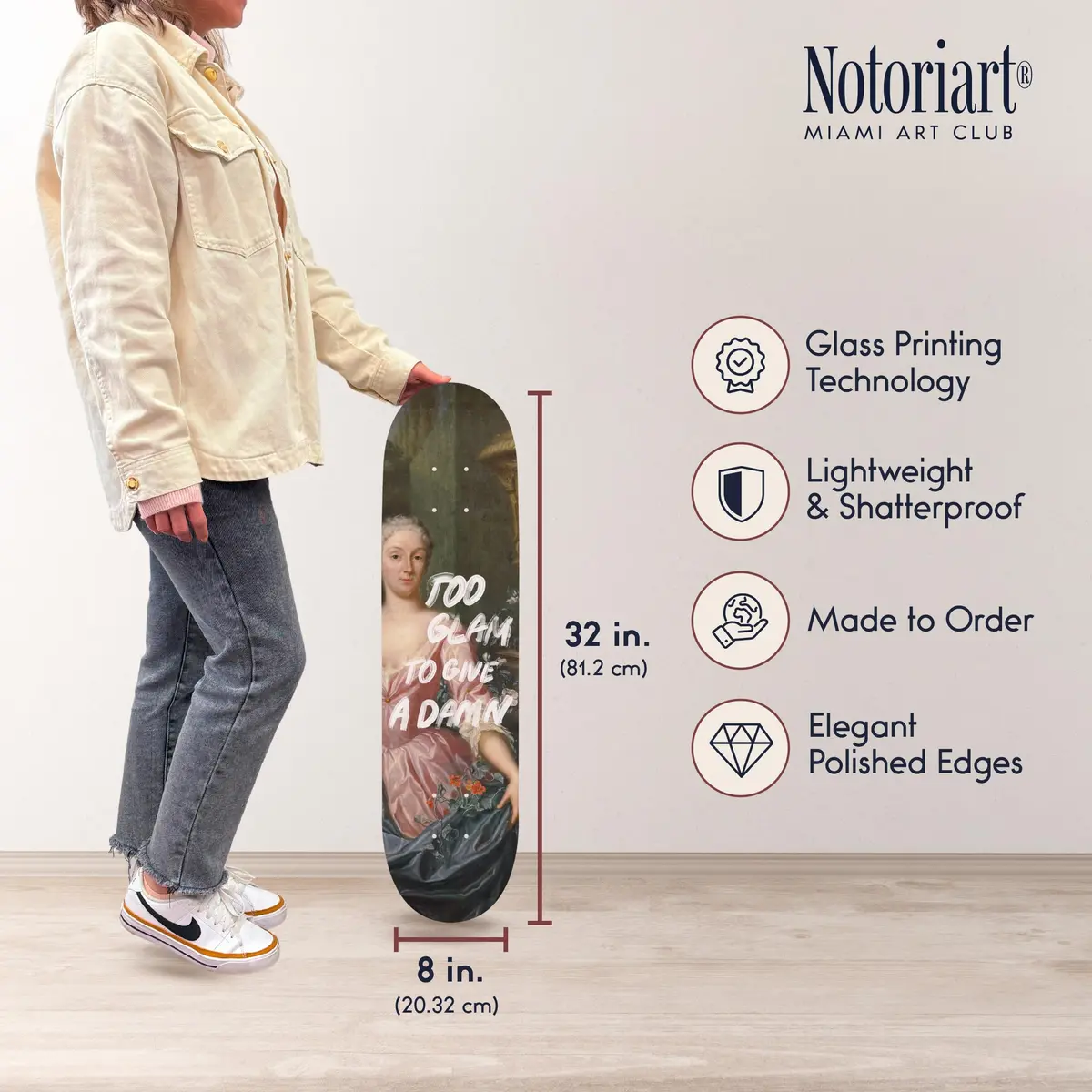 NotoriArt Acrylic Wall Art Skateboard 8" x 32" | Modern Pop Culture Decor - view 6