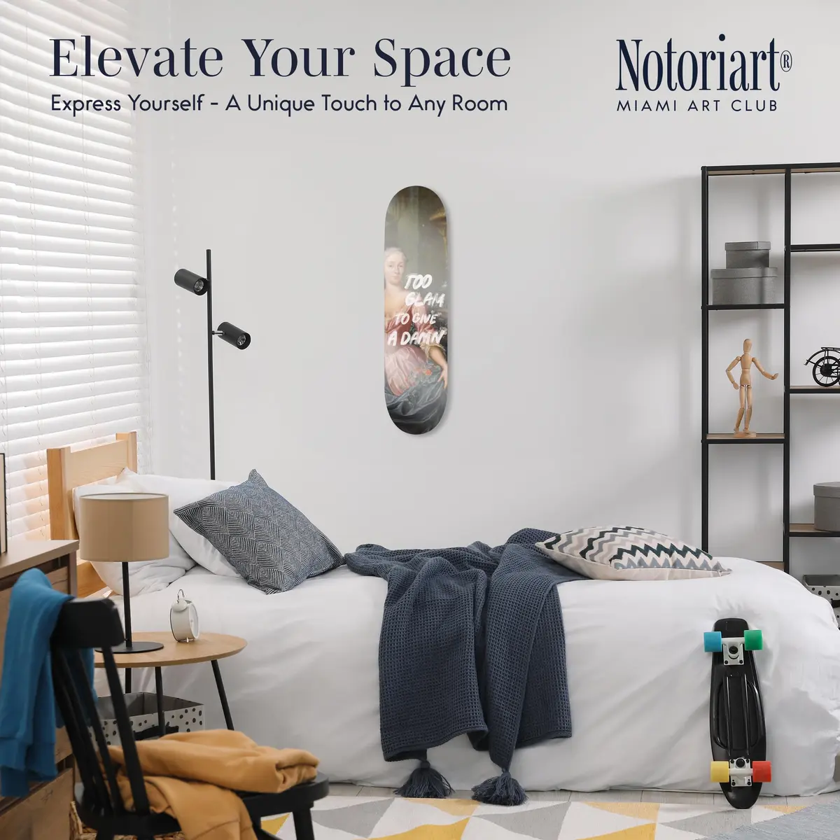 NotoriArt Acrylic Wall Art Skateboard 8" x 32" | Modern Pop Culture Decor - view 2