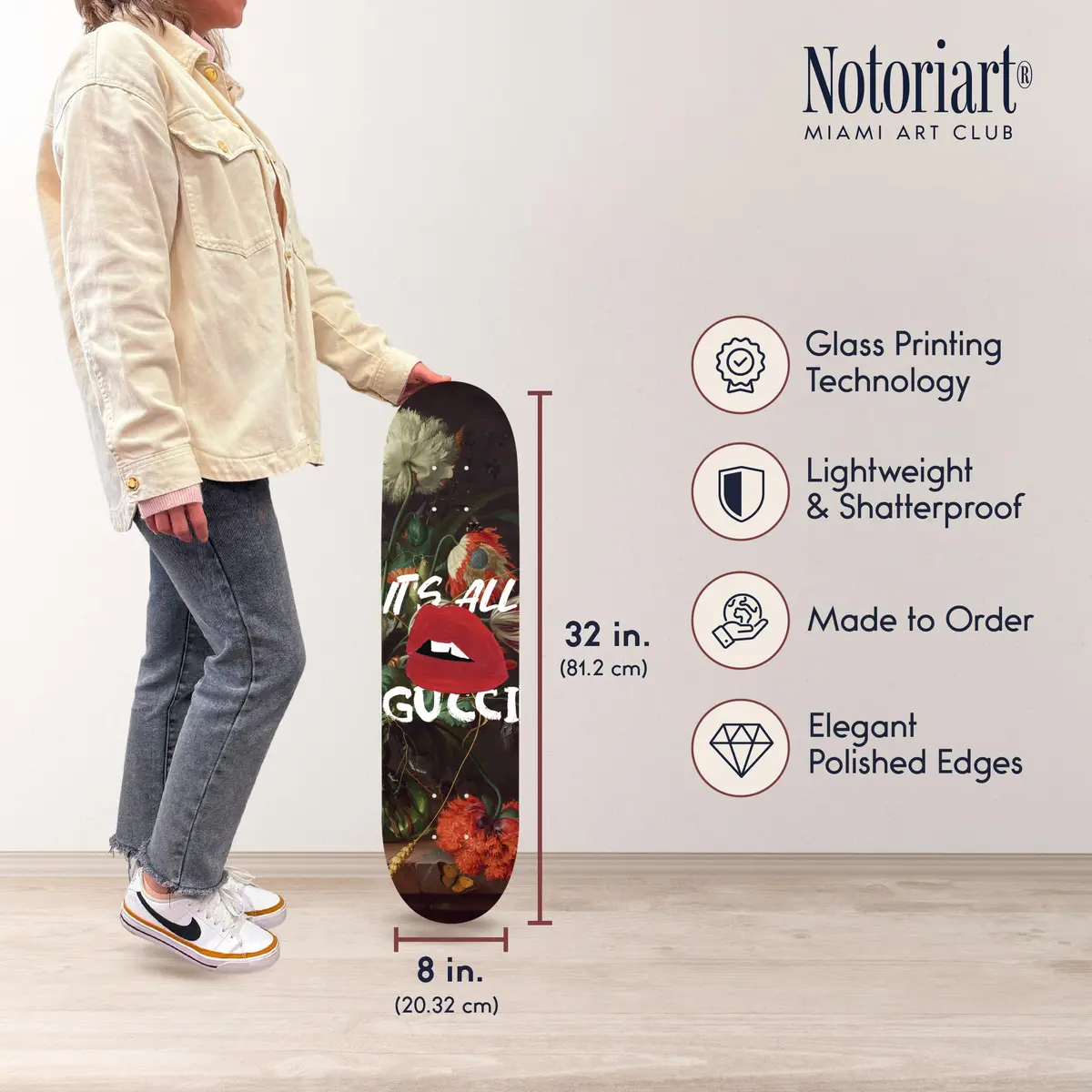 NotoriArt Modern Typography Acrylic Wall Art Die-Cut 8" x 32" | Skateboard Pop Art Decor - view 6