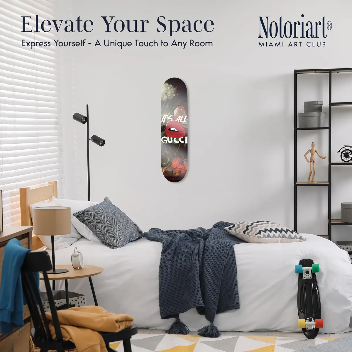 NotoriArt Modern Typography Acrylic Wall Art Die-Cut 8" x 32" | Skateboard Pop Art Decor - view 2
