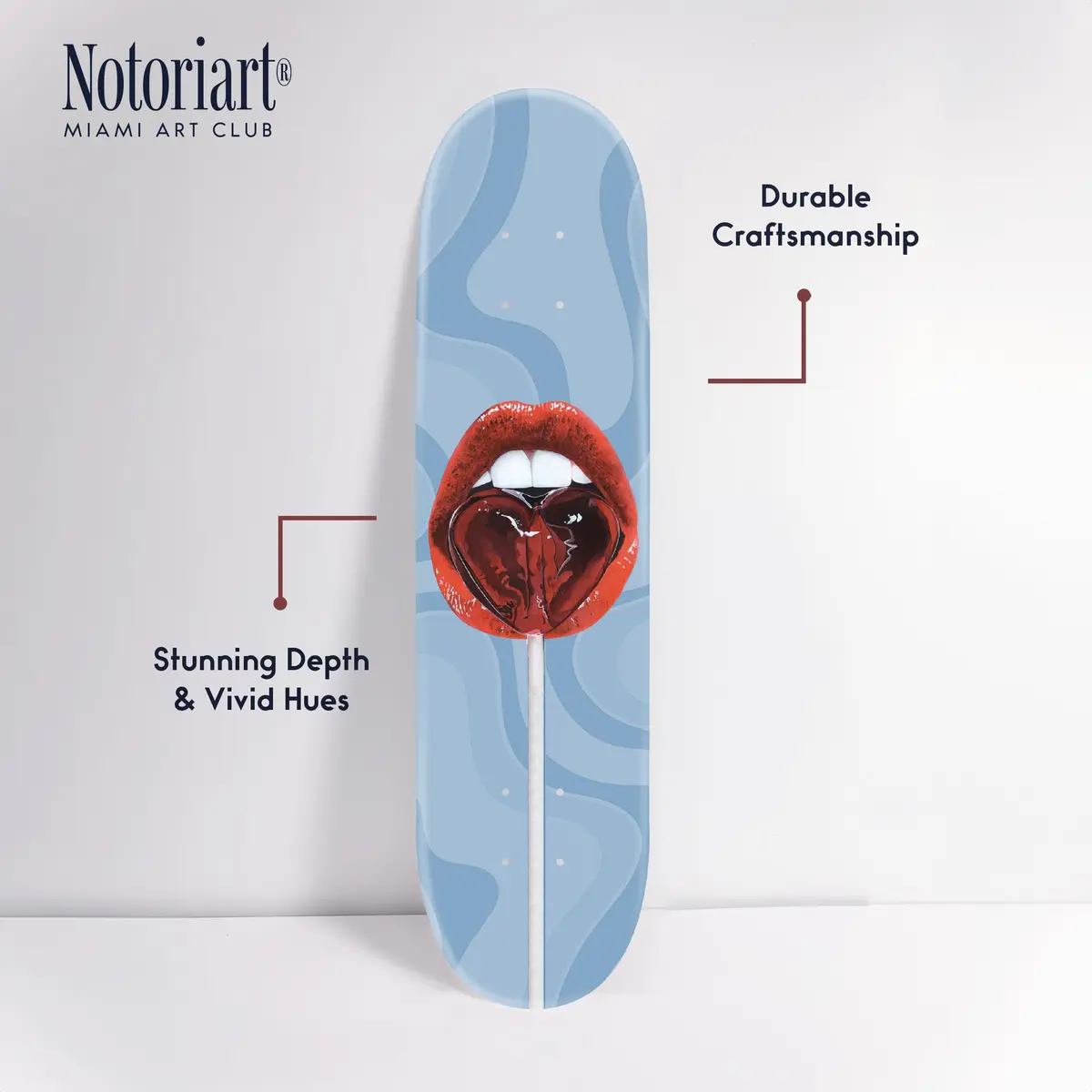 NotoriArt Trendy Pop Acrylic Wall Art Die-Cut 8" x 32" | Skateboard Lollipop Lips - view 4