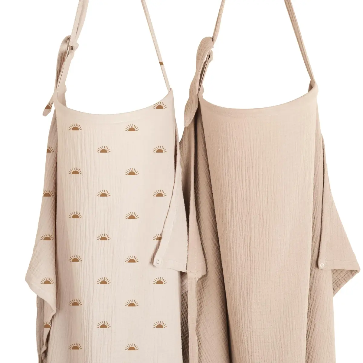 Konssy 2-Pack Muslin Nursing Cover Up with Rigid Hoop | 100% Cotton, Breathable, Adjustable Strap - main product image