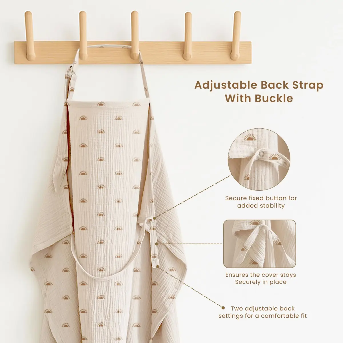 Konssy 2-Pack Muslin Nursing Cover Up with Rigid Hoop | 100% Cotton, Breathable, Adjustable Strap - view 4