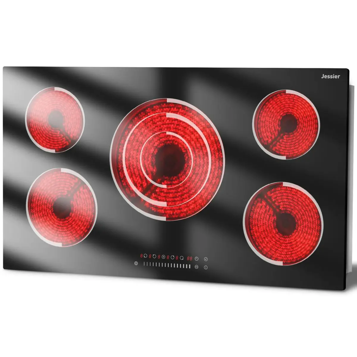 Jessier 36 Inch 5-Burner Electric Cooktop 9200W 220-240V | Slide-Touch Control with Timer & Safety Lock - main product image