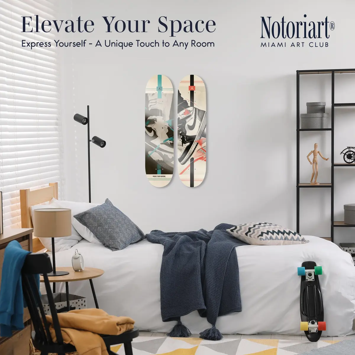 NotoriArt Wall Art 8" x 32" Acrylic Skateboard Set | Retro Urban Pop Culture - view 2