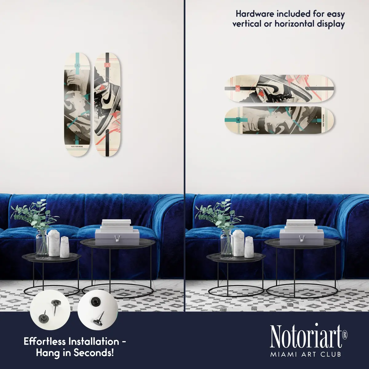 NotoriArt Wall Art 8" x 32" Acrylic Skateboard Set | Retro Urban Pop Culture - view 3