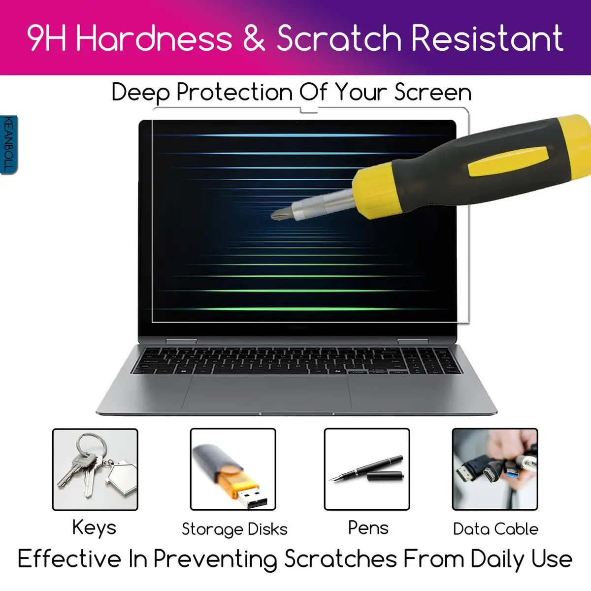 KEANBOLL 2 Pack Tempered Glass Screen Protector for 16-Inch Samsung Galaxy Book5 Pro 360 16" NP960QHA / Galaxy Book5 Pro 16" NP960XHA, Ultra Clear, Anti Scratch, Bubble Free - view 6