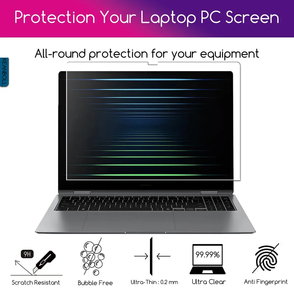 KEANBOLL 2 Pack Tempered Glass Screen Protector for 16-Inch Samsung Galaxy Book5 Pro 360 16" NP960QHA / Galaxy Book5 Pro 16" NP960XHA, Ultra Clear, Anti Scratch, Bubble Free - view 3