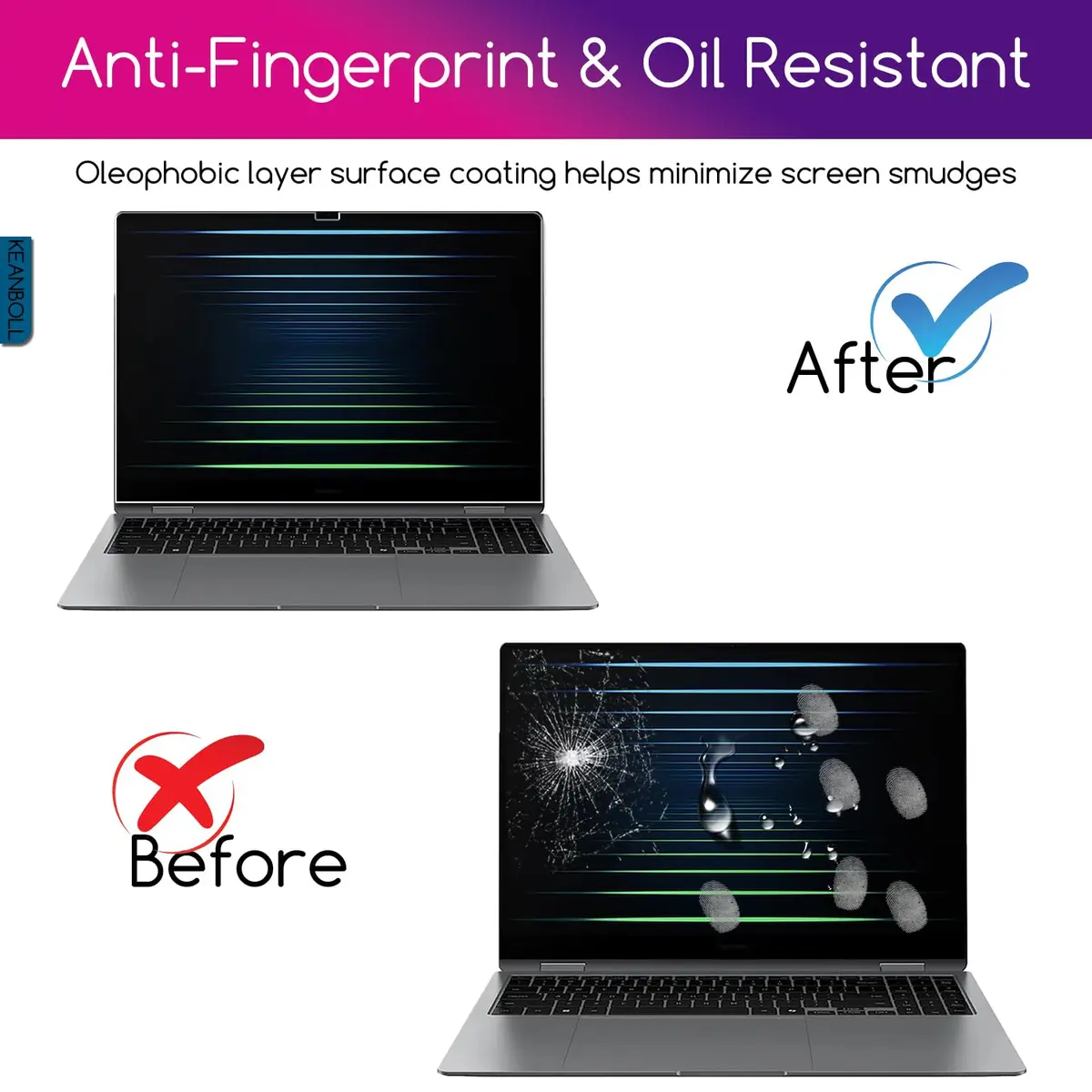 KEANBOLL 2 Pack Tempered Glass Screen Protector for 16-Inch Samsung Galaxy Book5 Pro 360 16" NP960QHA / Galaxy Book5 Pro 16" NP960XHA, Ultra Clear, Anti Scratch, Bubble Free - view 4