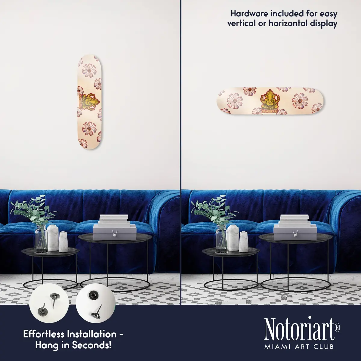 NotoriArt Wall Art Acrylic Panel 8" x 32" | Indian Elephant Skateboard Pop Art - view 3
