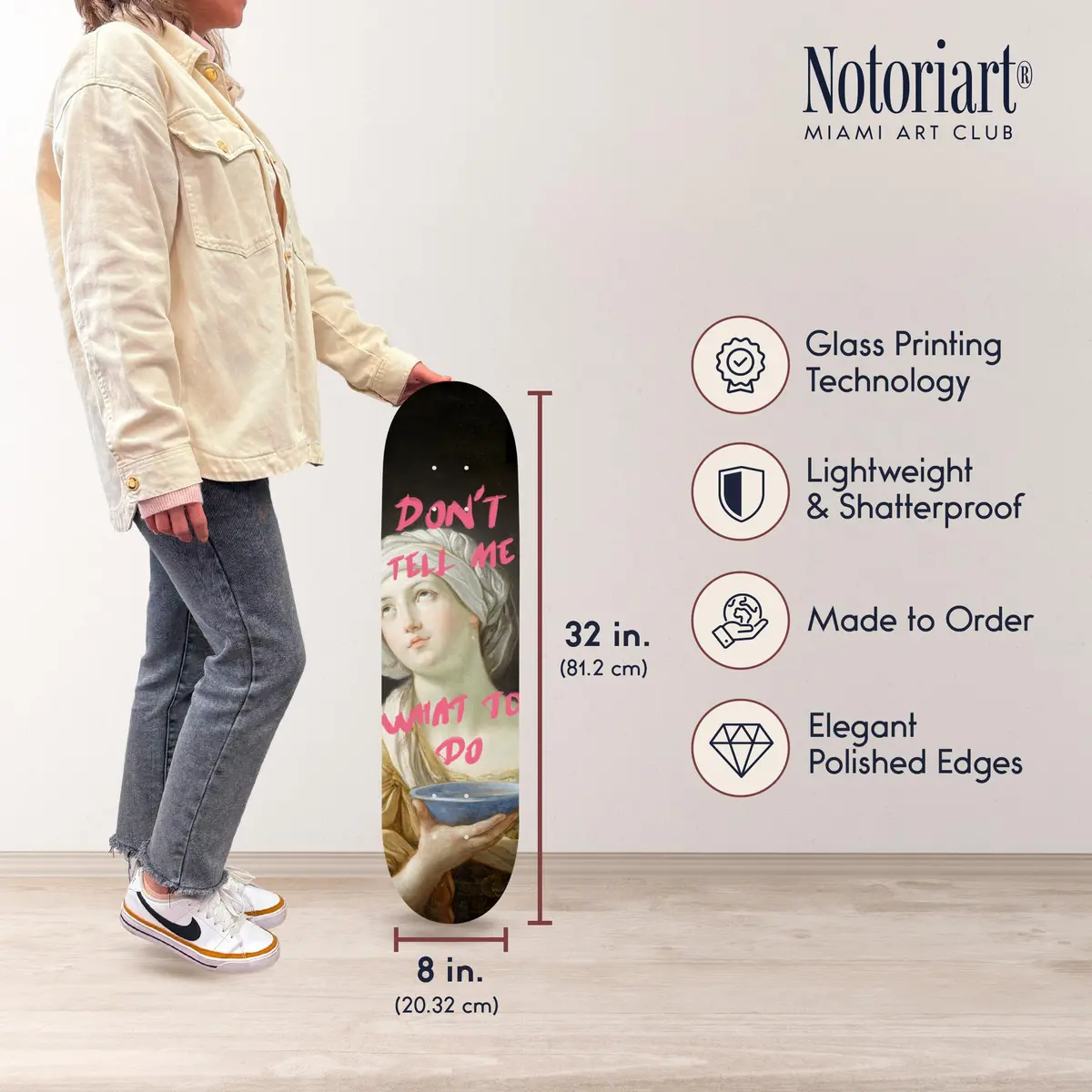 NotoriArt Modern Typography Acrylic Wall Art Die-Cut 8" x 32" | Skateboard Pop Art Decor - view 6