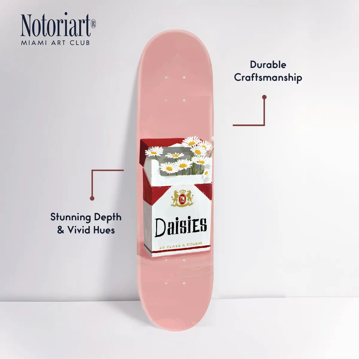 NotoriArt Pop Daisies Skateboard Wall Art 8" x 32" Acrylic Pop Art Decor - view 4
