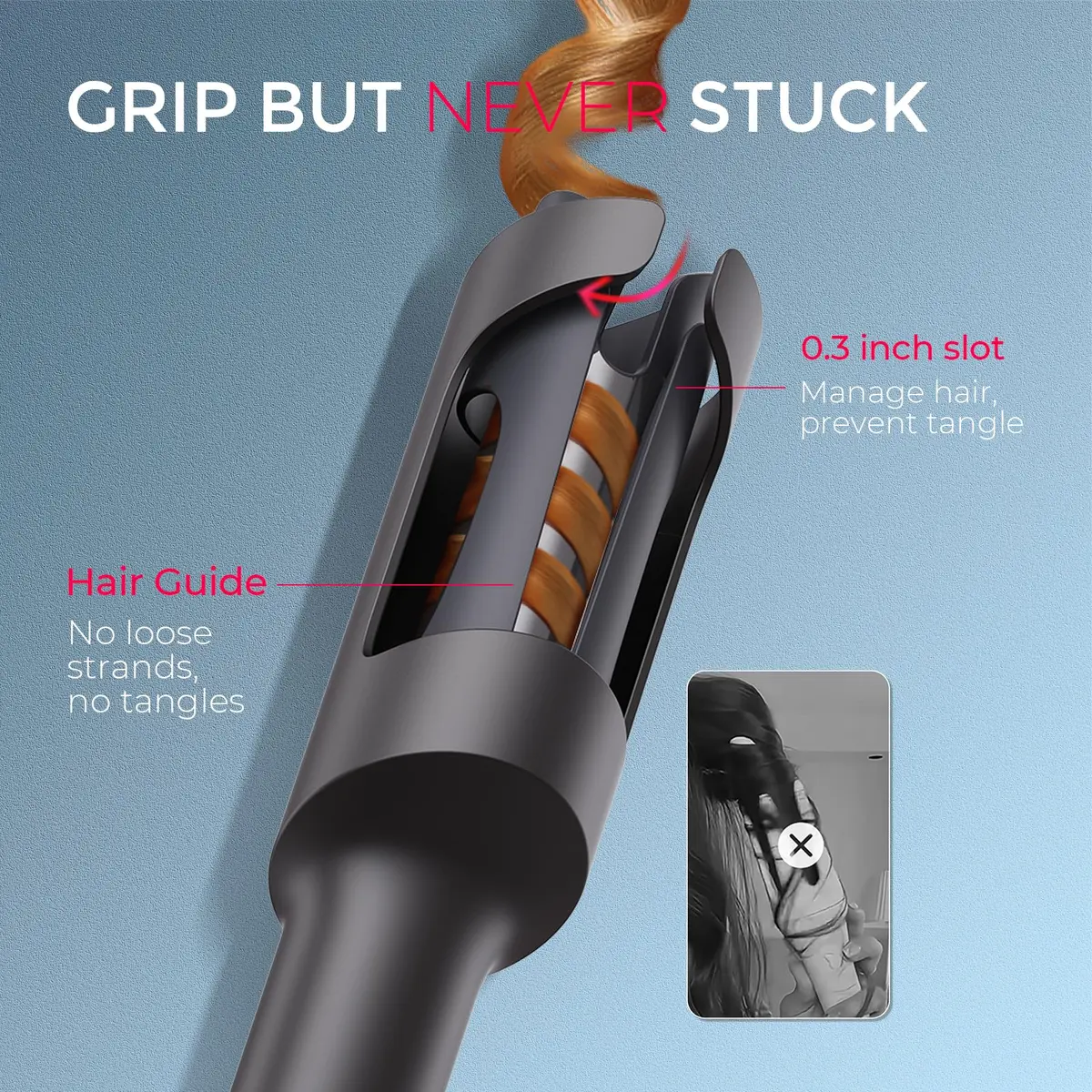TYMO CurlPRO Automatic Rotating Curling Iron 1 1/4 Inch | Beach Waves & Long-Lasting Curls - view 4