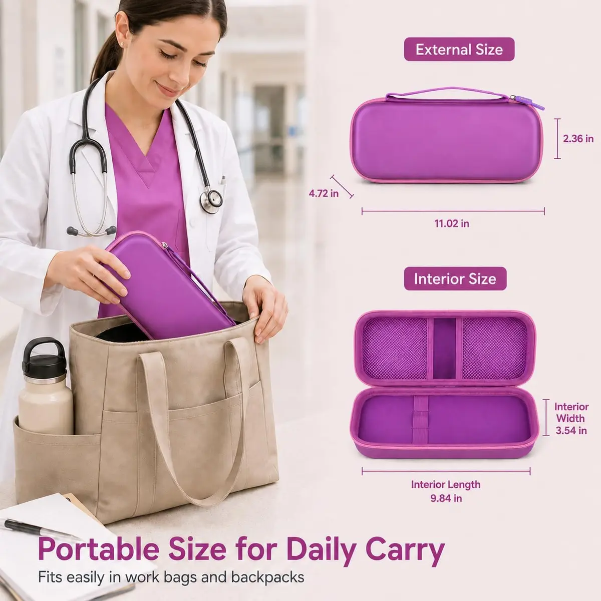 ALKOO Stethoscope Case for 3M Littmann Classic III/Cardiology IV, Violet | Hard Shell Protection for Professionals - view 5