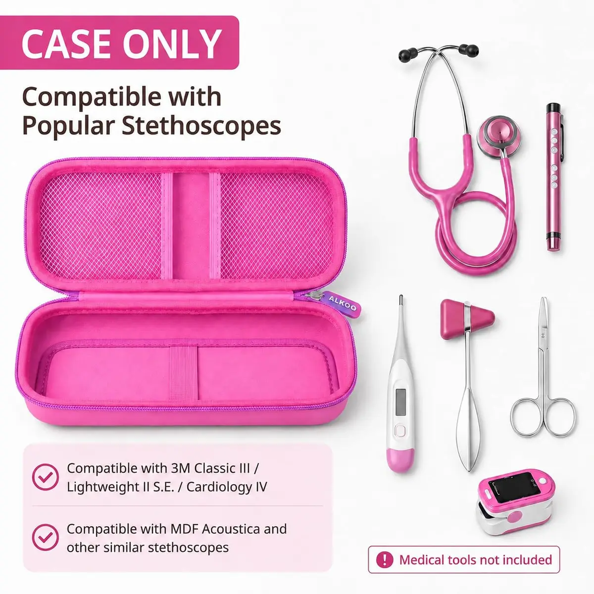 ALKOO Stethoscope Case for 3M Littmann Classic III/Cardiology IV, Lavender | Protects Your Essential Medical Tools - view 2