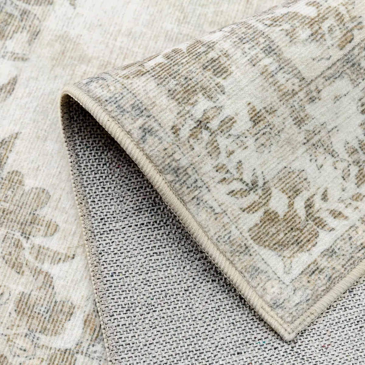 PureCozy 5x7 Washable Area Rug Cream Beige | Vintage Floral, Non Slip, Kid & Pet Friendly - view 9