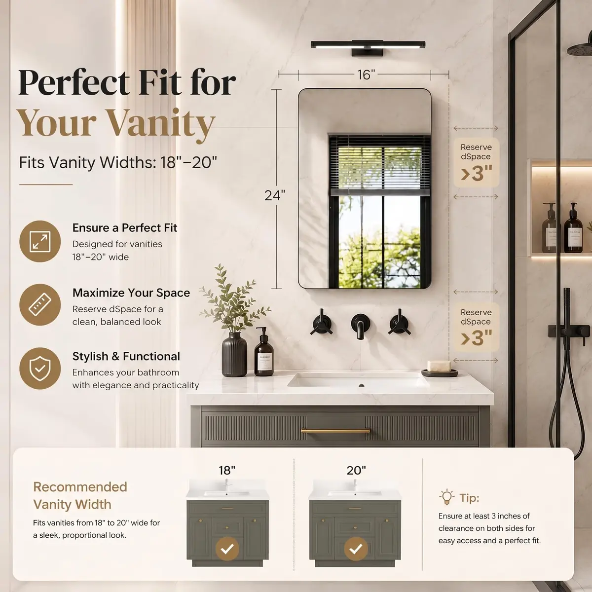 GoTiling 16x24 Black Medicine Cabinet with Mirror | Recessed & Surface Mount, Modern Design - view 8