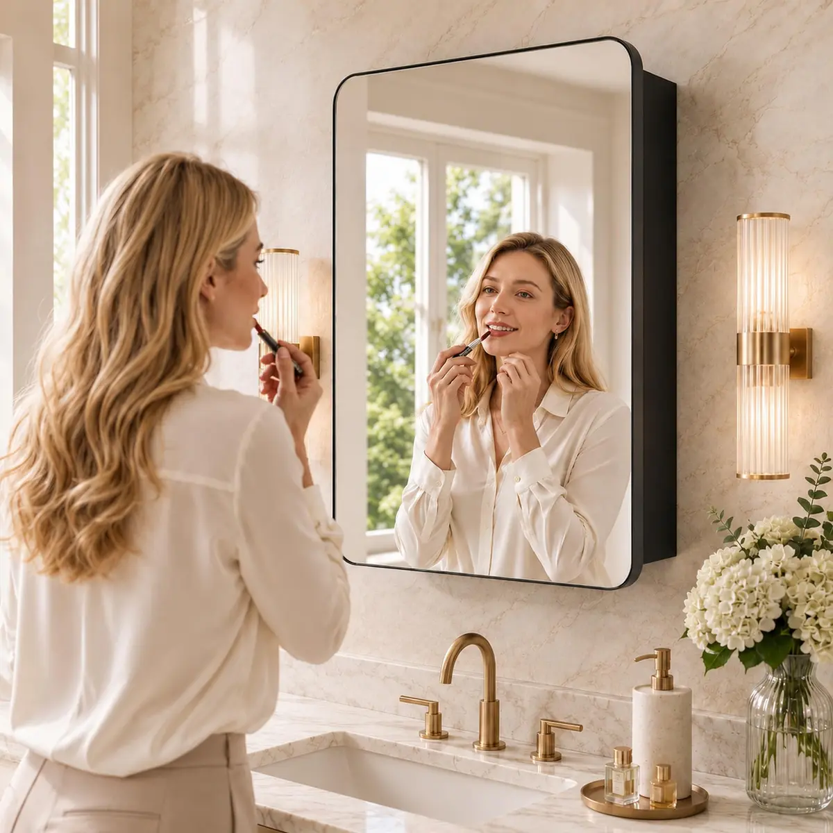 GoTiling 20x26 Black Medicine Cabinet with Mirror | Recessed & Surface Mount, Modern Design - view 6