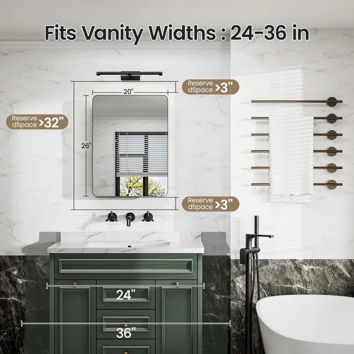 GoTiling 20x26 Black Medicine Cabinet with Mirror | Recessed & Surface Mount, Modern Design - view 8