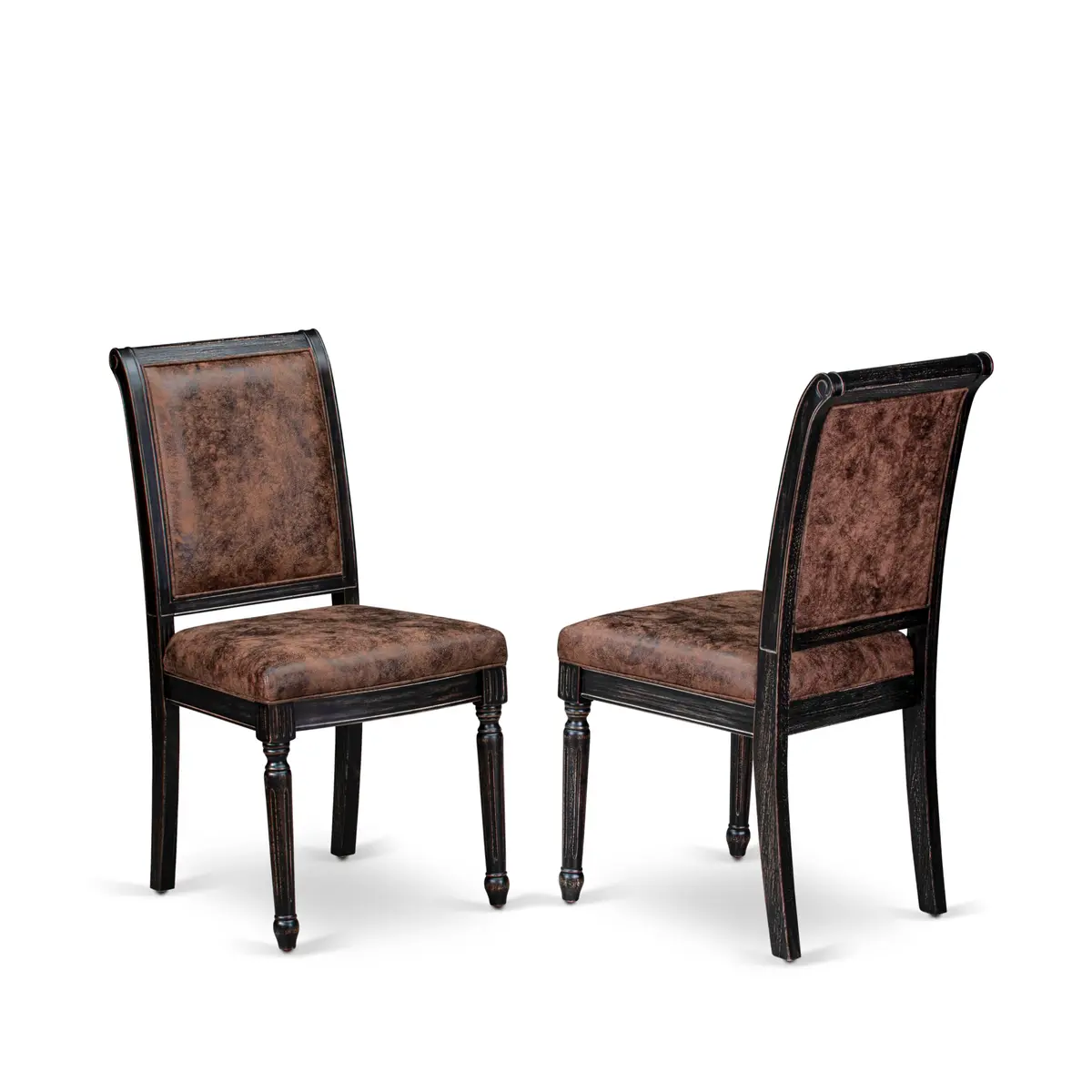 Luxe by East West Furniture CYC-SBB-33 Mid Century Dining Chairs Set of 2 | Brown Polyester Upholstered Chairs with Black Finish - main product image