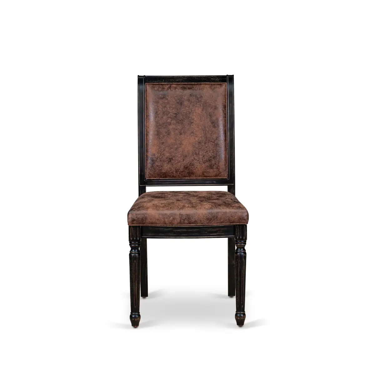 Luxe by East West Furniture CYC-SBB-33 Mid Century Dining Chairs Set of 2 | Brown Polyester Upholstered Chairs with Black Finish - view 3