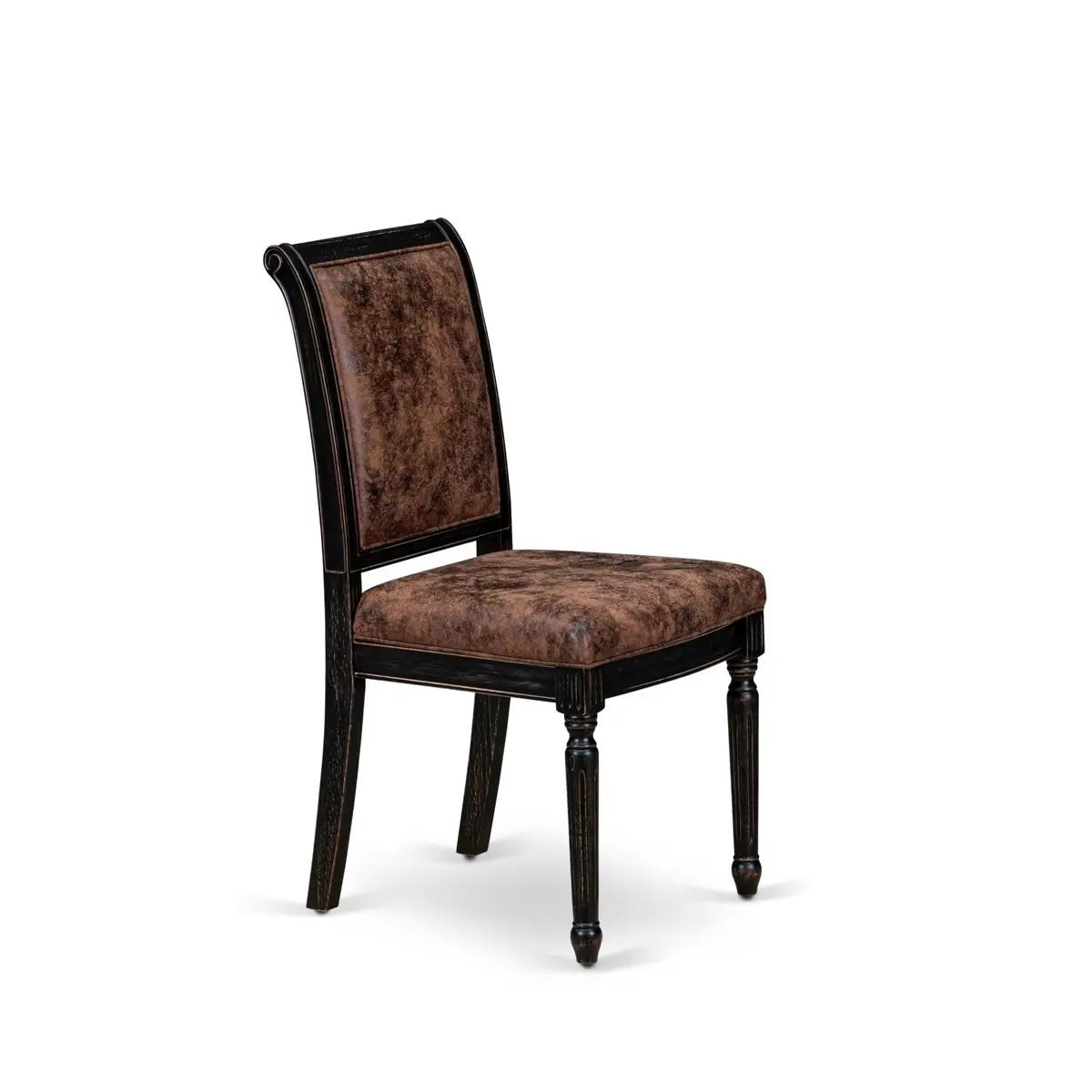 Luxe by East West Furniture CYC-SBB-33 Mid Century Dining Chairs Set of 2 | Brown Polyester Upholstered Chairs with Black Finish - view 4