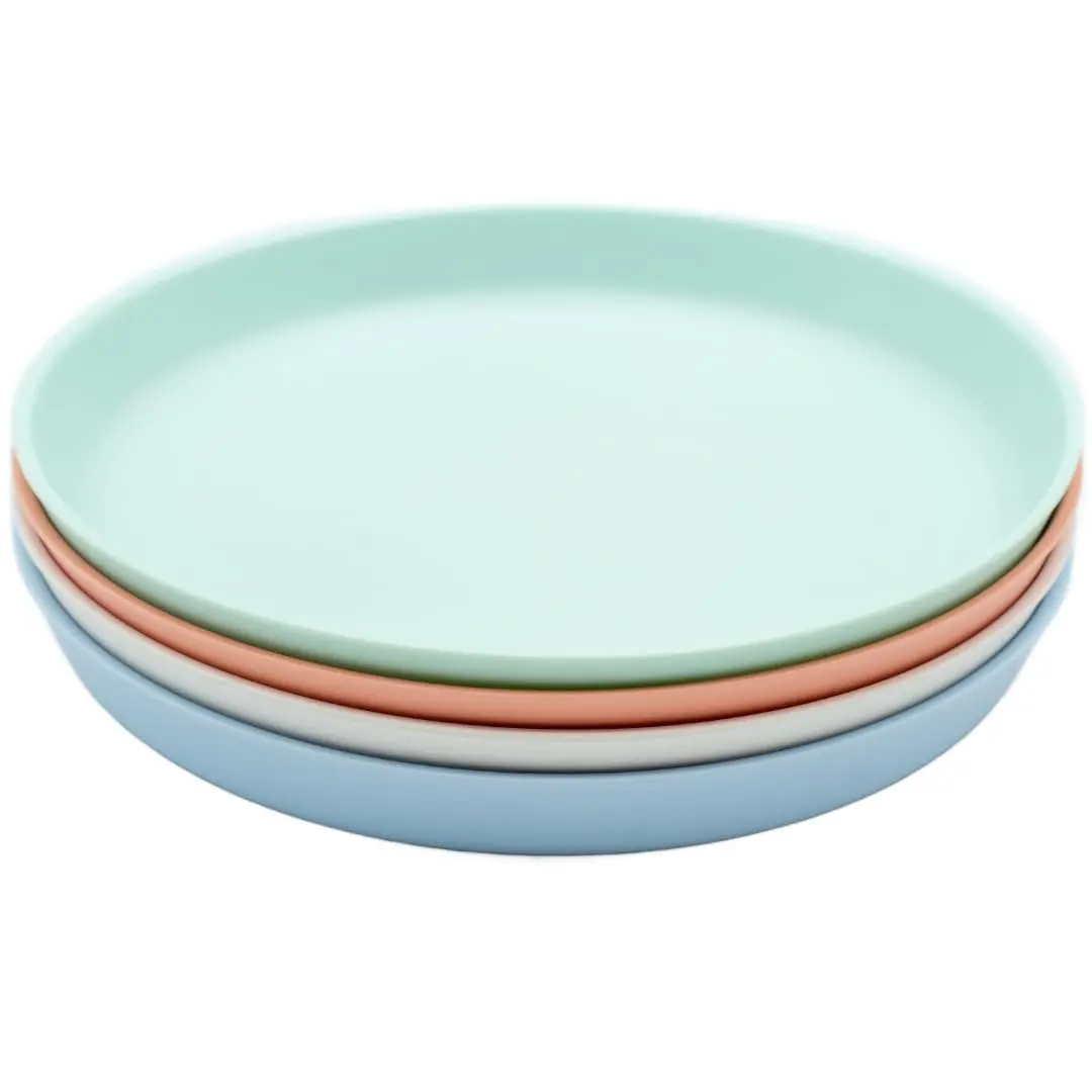 WeeSprout Bamboo Plates Set of 4 Kid-Sized Dinnerware | BPA-Free & Dishwasher Safe - main product image