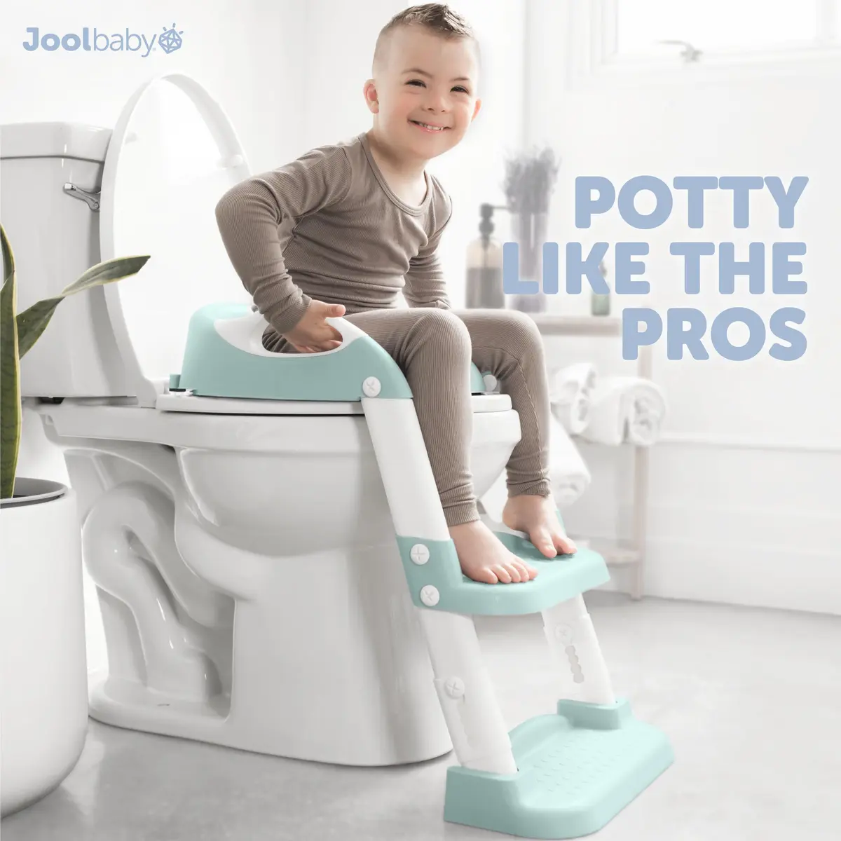 Jool Baby Potty Training Seat with 2 Step Ladder | Adjustable Height, Splash Guard, Foldable (Aqua) - view 4
