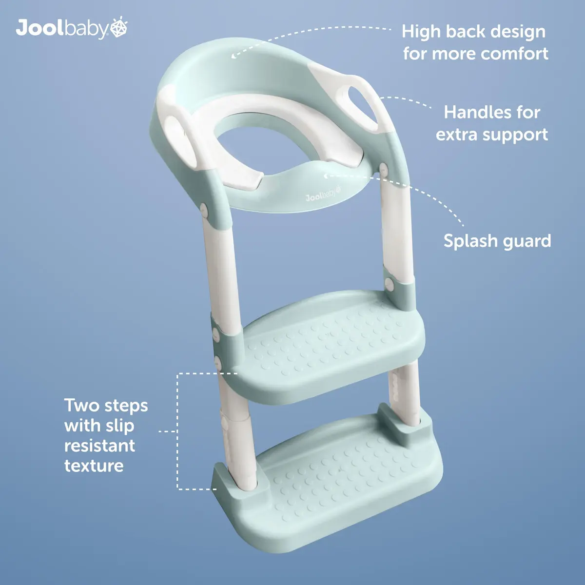Jool Baby Potty Training Seat with 2 Step Ladder | Adjustable Height, Splash Guard, Foldable (Aqua) - view 5