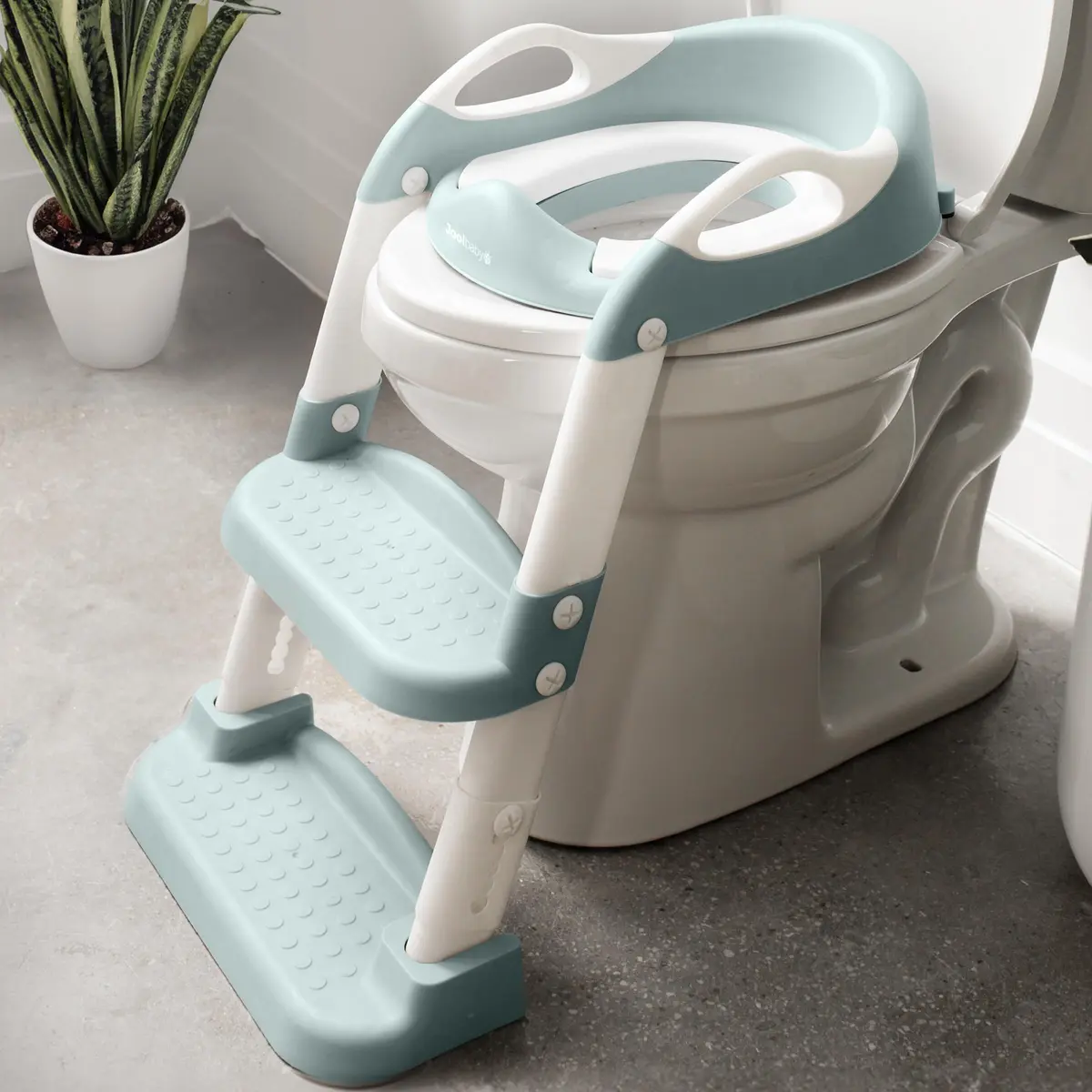 Jool Baby Potty Training Seat with 2 Step Ladder | Adjustable Height, Splash Guard, Foldable (Aqua) - main product image