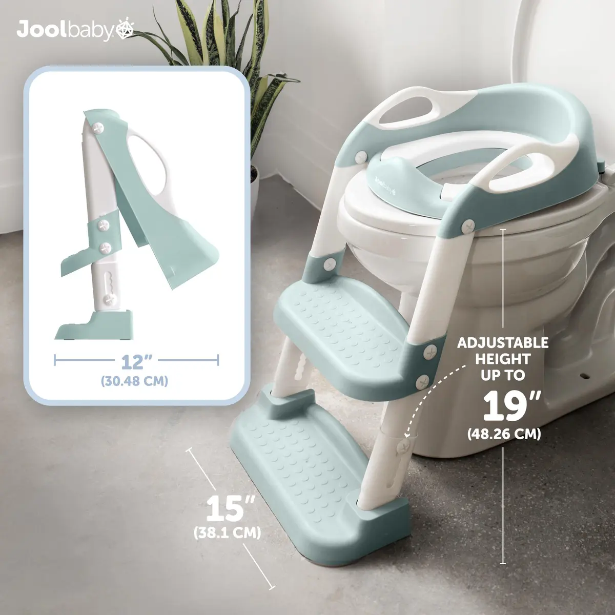 Jool Baby Potty Training Seat with 2 Step Ladder | Adjustable Height, Splash Guard, Foldable (Aqua) - view 2