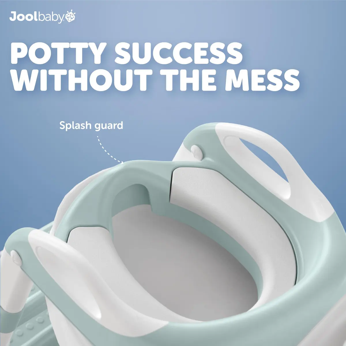 Jool Baby Potty Training Seat with 2 Step Ladder | Adjustable Height, Splash Guard, Foldable (Aqua) - view 3