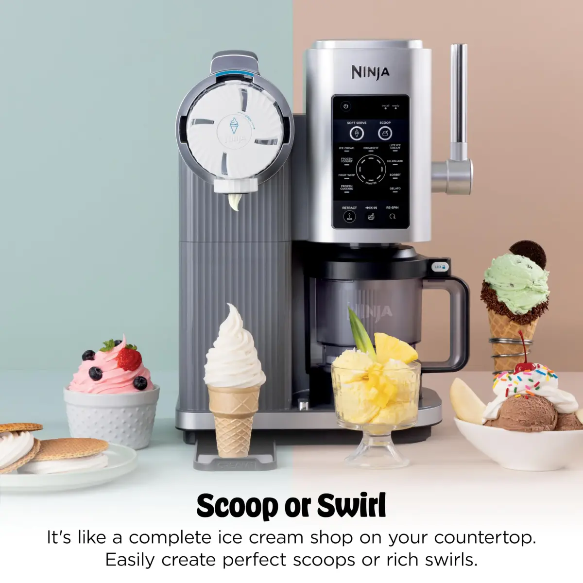 Ninja CREAMi Scoop & Swirl 13-in-1 Ice Cream and Soft Serve Maker NC701 | 16 oz (473 ml) Capacity - view 5