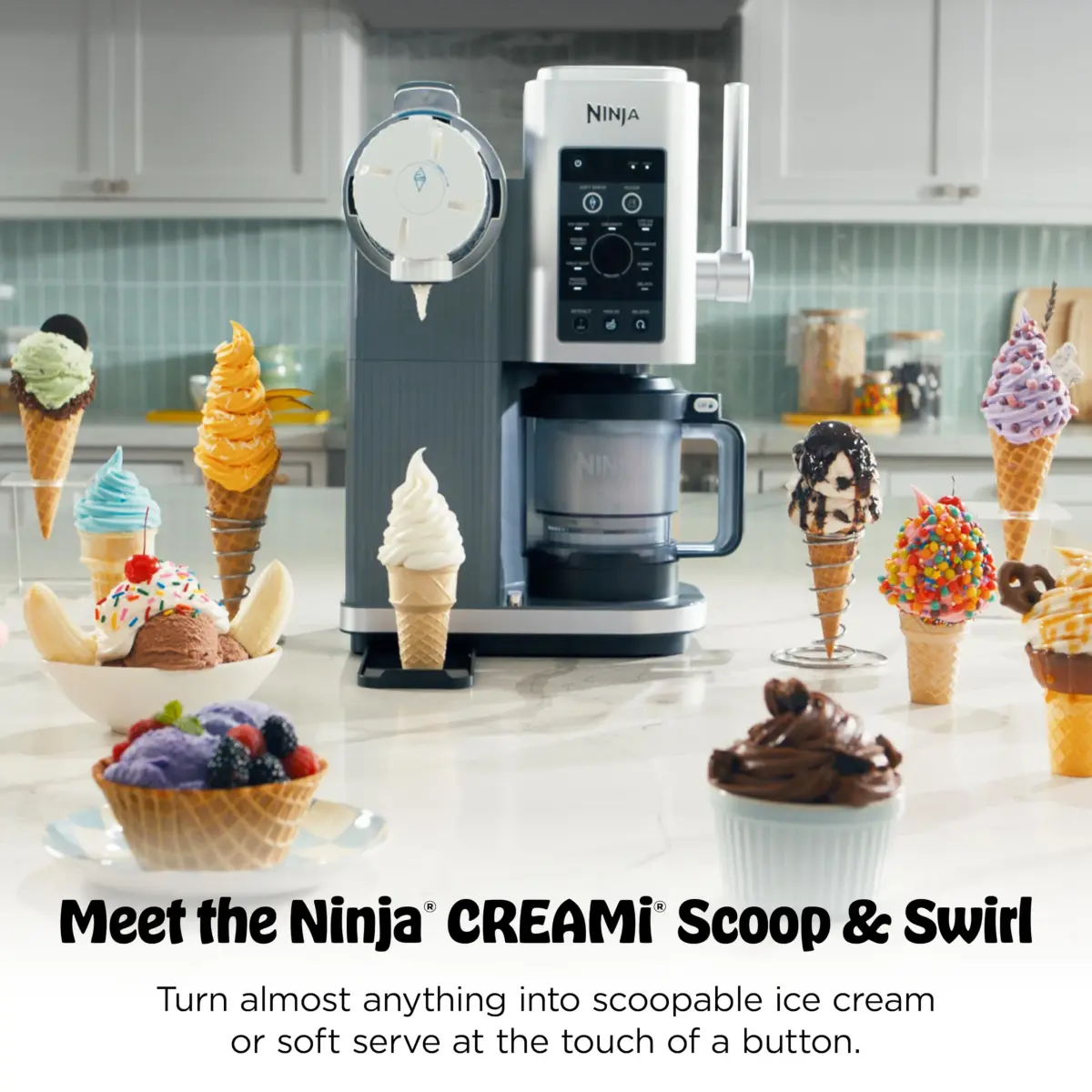 Ninja CREAMi Scoop & Swirl 13-in-1 Ice Cream and Soft Serve Maker NC701 | 16 oz (473 ml) Capacity - view 2