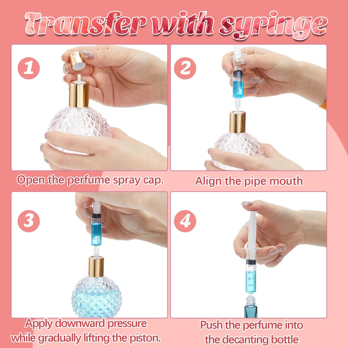 Geiserailie Perfume Syringe Extractor 5ml & 10ml | Refillable Decant Kit for Perfumes & Liquids - view 4