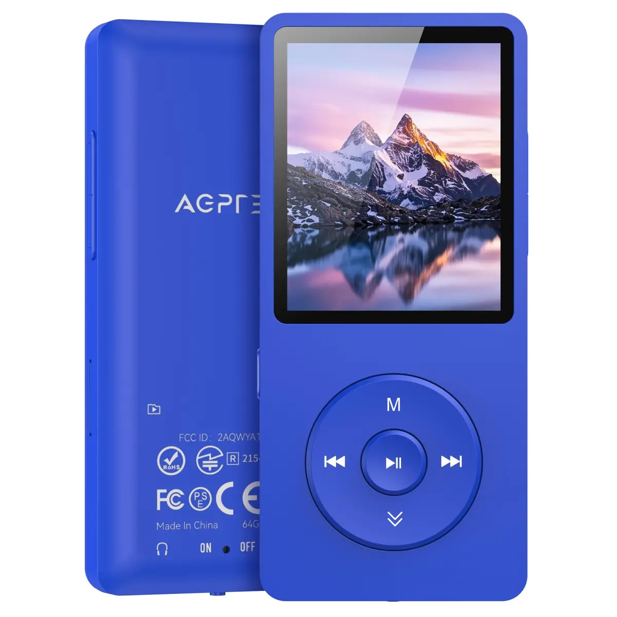 AGPTEK A02PL MP3 Player 64GB Deep Blue | 65 Hours Playback - main product image