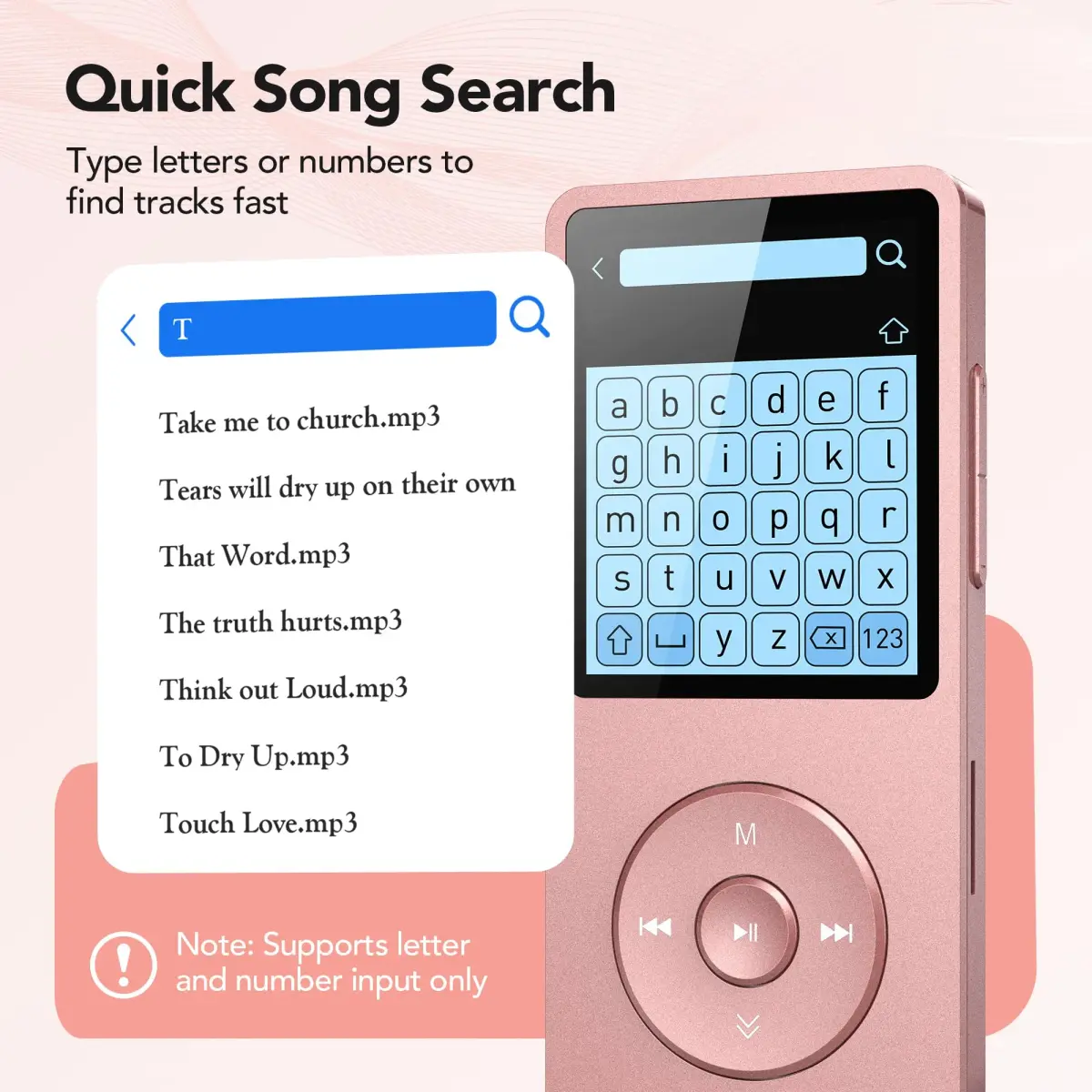 AGPTEK A02PL MP3 Player 64GB Rose Gold | 65 Hours Playback - view 5