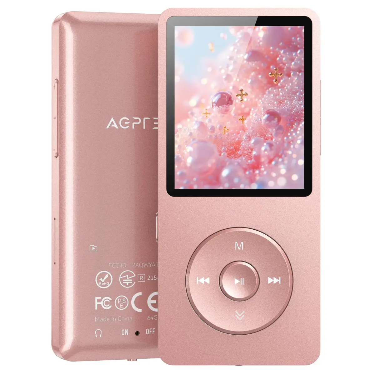AGPTEK A02PL MP3 Player 64GB Rose Gold | 65 Hours Playback - main product image