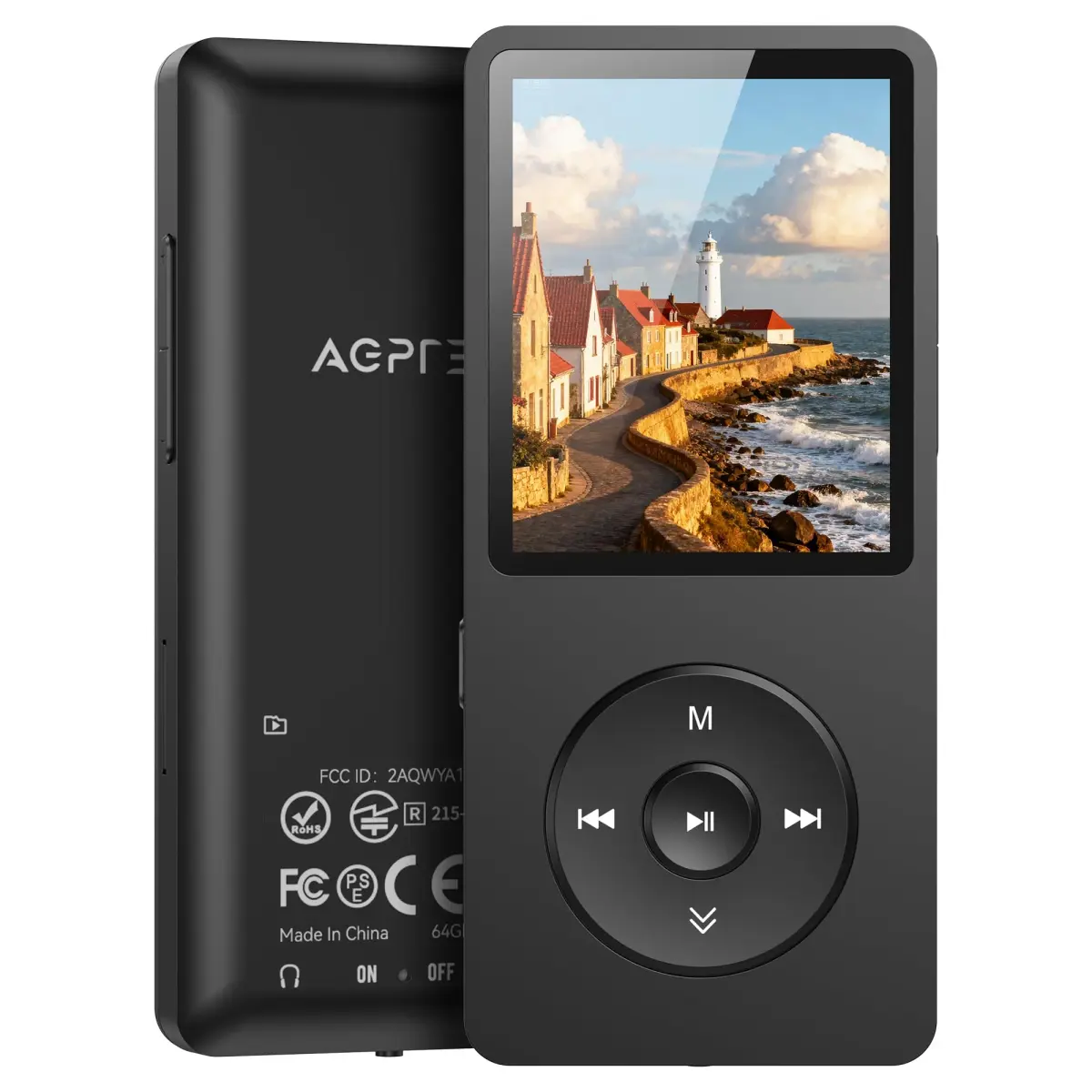 AGPTEK A02PL MP3 Player 64GB | 65 Hours Playback, Black - main product image